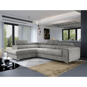 Coltar extensibil stanga 4 locuri, ELTAP, Lau-04, Laurence, 278x205x92 cm, lemn/poliester, gri deschis imagine