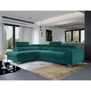 Coltar extensibil stanga 4 locuri, ELTAP, Lau-14, Laurence, 278x205x92 cm, lemn/poliester, verde deschis imagine