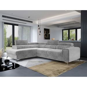 Coltar extensibil stanga 4 locuri, ELTAP, Lau-17, Laurence, 278x205x92 cm, lemn/poliester, gri deschis imagine