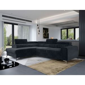 Coltar extensibil stanga 4 locuri, ELTAP, Lau-18, Laurence, 278x205x92 cm, lemn/poliester, gri inchis imagine