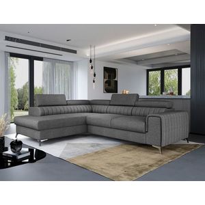 Coltar extensibil stanga 4 locuri, ELTAP, Lau-19, Laurence, 278x205x92 cm, lemn/poliester, gri inchis imagine