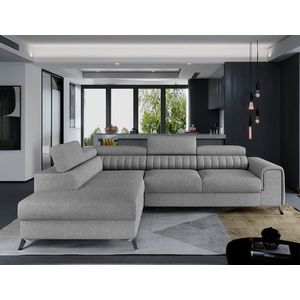 Coltar extensibil stanga 4 locuri, ELTAP, Lau-20, Laurence, 278x205x92 cm, lemn/poliester, gri deschis imagine