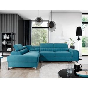 Coltar extensibil stanga 4 locuri, ELTAP, Lau-21, Laurence, 278x205x92 cm, lemn/poliester, turcoaz imagine