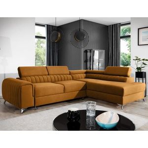 Coltar extensibil dreapta 4 locuri, ELTAP, Lau-26, Laurence, 278x205x92 cm, lemn/poliester, mustar imagine