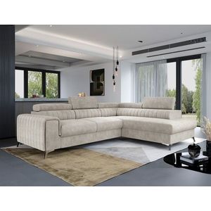 Coltar extensibil dreapta 4 locuri, ELTAP, Lau-27, Laurence, 278x205x92 cm, lemn/poliester, bej inchis imagine