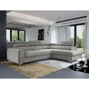 Coltar extensibil dreapta 4 locuri, ELTAP, Lau-28, Laurence, 278x205x92 cm, lemn/poliester, gri deschis imagine