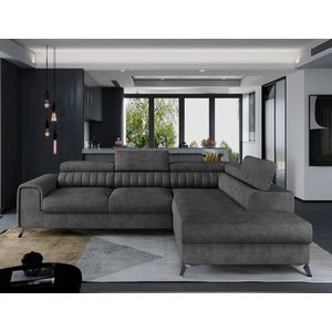 Coltar extensibil dreapta 4 locuri, ELTAP, Lau-29, Laurence, 278x205x92 cm, lemn/poliester, graphite deschis imagine