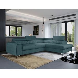 Coltar extensibil dreapta 4 locuri, ELTAP, Lau-30, Laurence, 278x205x92 cm, lemn/poliester, albastru imagine
