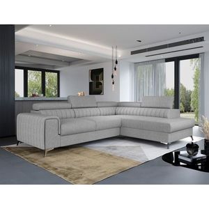 Coltar extensibil dreapta 4 locuri, ELTAP, Lau-31, Laurence, 278x205x92 cm, lemn/poliester, gri deschis imagine