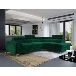 Coltar extensibil dreapta 4 locuri, ELTAP, Lau-34, Laurence, 278x205x92 cm, lemn/poliester, verde inchis imagine