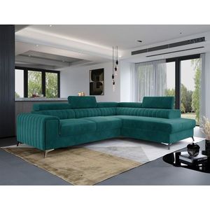 Coltar extensibil dreapta 4 locuri, ELTAP, Lau-38, Laurence, 278x205x92 cm, lemn/poliester, verde deschis imagine