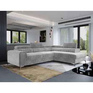 Coltar extensibil dreapta 4 locuri, ELTAP, Lau-41, Laurence, 278x205x92 cm, lemn/poliester, gri deschis imagine