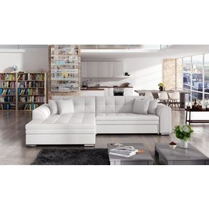 Coltar extensibil stanga 4 locuri, ELTAP, Sorento, 296x194x78 cm, lemn/poliester, alb imagine