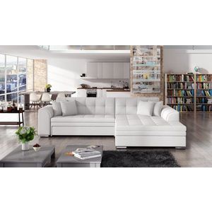 Coltar extensibil dreapta 4 locuri, ELTAP, Sorento, 296x194x78 cm, lemn/poliester, alb imagine
