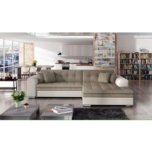Coltar extensibil dreapta 4 locuri, ELTAP, Sorento, 296x194x78 cm, lemn/poliester, bej inchis/bej deschis imagine