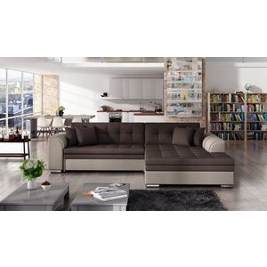 Coltar extensibil dreapta 4 locuri, ELTAP, Sorento, 296x194x78 cm, lemn/poliester, maro/bej imagine