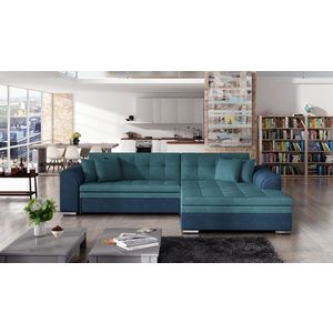 Coltar extensibil dreapta 4 locuri, ELTAP, Sorento, 296x194x78 cm, lemn/poliester, albastru/albastru inchis imagine