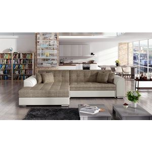 Coltar extensibil stanga 4 locuri, ELTAP, Sorento, 296x194x78 cm, lemn/poliester, bej inchis/bej imagine