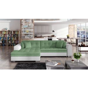 Coltar extensibil stanga 4 locuri, ELTAP, Sorento, 296x194x78 cm, lemn/poliester, verde/alb imagine