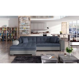 Coltar extensibil stanga 4 locuri, ELTAP, Sorento, 296x194x78 cm, lemn/poliester, albastru/gri imagine