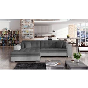 Coltar extensibil stanga 4 locuri, ELTAP, Sorento, 296x194x78 cm, lemn/poliester, gri inchis/gri deschis imagine