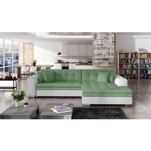 Coltar extensibil dreapta 4 locuri, ELTAP, Sorento, 296x194x78 cm, lemn/poliester, verde/alb imagine