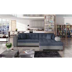 Coltar extensibil dreapta 4 locuri, ELTAP, Sorento, 296x194x78 cm, lemn/poliester, albastru/gri imagine