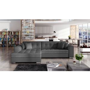Coltar extensibil stanga 4 locuri, ELTAP, Sorento, 296x194x78 cm, lemn/poliester, gri inchis/gri imagine