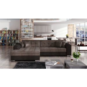 Coltar extensibil stanga 4 locuri, ELTAP, Sorento, 296x194x78 cm, lemn/poliester, maro/maro inchis imagine