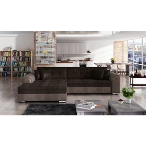 Coltar extensibil stanga 4 locuri, ELTAP, Sorento, 296x194x78 cm, lemn/poliester, maro inchis/maro imagine