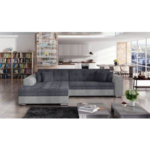 Coltar extensibil stanga 4 locuri, ELTAP, Sorento, 296x194x78 cm, lemn/poliester, gri/gri deschis imagine