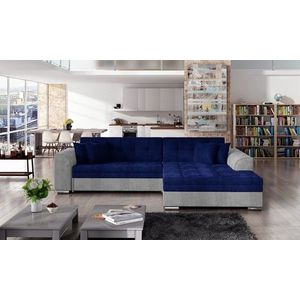 Coltar extensibil dreapta 4 locuri, ELTAP, Sorento, 296x194x78 cm, lemn/poliester, albastru inchis/gri imagine
