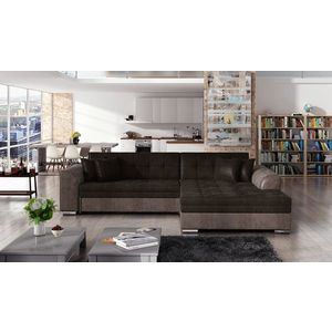 Coltar extensibil dreapta 4 locuri, ELTAP, Sorento, 296x194x78 cm, lemn/poliester, maro inchis/maro imagine