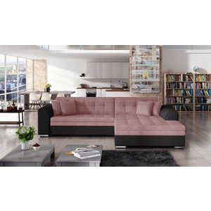 Coltar extensibil dreapta 4 locuri, ELTAP, Sorento, 296x194x78 cm, lemn/poliester, roz/negru imagine