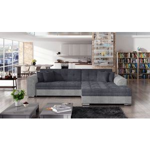 Coltar extensibil dreapta 4 locuri, ELTAP, Sorento, 296x194x78 cm, lemn/poliester, gri deschis imagine