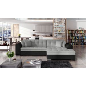 Coltar extensibil dreapta 4 locuri, ELTAP, Sorento, 296x194x78 cm, lemn/poliester, gri deschis/negru imagine