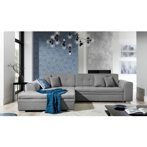 Coltar extensibil stanga 4 locuri, ELTAP, Sorento, 296x194x78 cm, lemn/poliester, gri deschis imagine