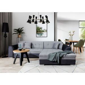 Coltar extensibil dreapta 4 locuri, ELTAP, Sorento, 296x194x78 cm, lemn/poliester, gri deschis/gri inchis imagine