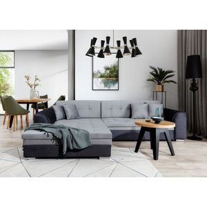 Coltar extensibil stanga 4 locuri, ELTAP, Sorento, 296x194x78 cm, lemn/poliester, gri deschis/gri inchis imagine
