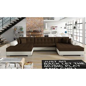 Coltar extensibil 5 locuri, ELTAP, Vento, 359x165x87 cm, lemn/poliester, maro/bej imagine
