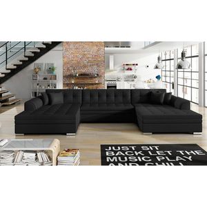 Coltar extensibil 5 locuri, ELTAP, Vento, 359x165x87 cm, lemn/poliester, negru imagine