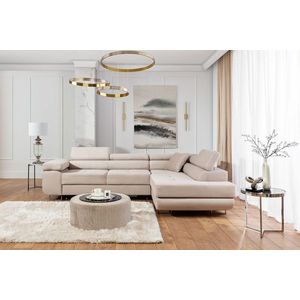 Coltar extensibil dreapta 4 locuri, ELTAP, Anton, 272x203x85 cm, lemn/poliester, bej deschis imagine