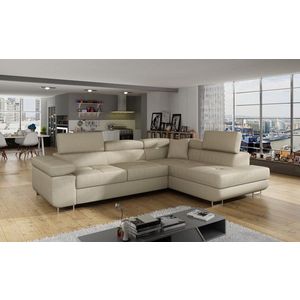 Coltar extensibil dreapta 4 locuri, ELTAP, Anton, 272x203x85 cm, lemn/poliester, bej imagine