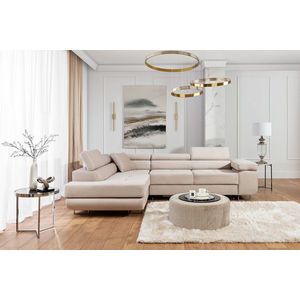 Coltar extensibil stanga 4 locuri, ELTAP, Anton, 272x203x85 cm, lemn/poliester, bej deschis imagine