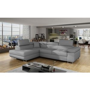 Coltar extensibil stanga 4 locuri, ELTAP, Anton, 272x203x85 cm, lemn/poliester, gri imagine