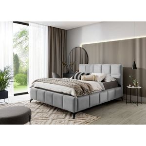 Pat tapitat cu somiera si lada depozitare, 160x200 cm, ELTAP, BE-MIS-03NU, Mist, lemn/poliester, gri deschis imagine