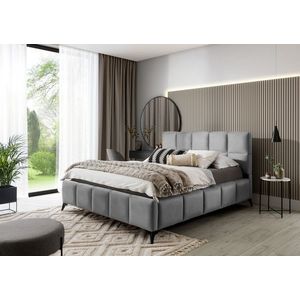 Pat tapitat cu somiera si lada depozitare, 160x200 cm, ELTAP, BE-MIS-04NU, Mist, lemn/poliester, gri deschis imagine