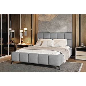 Pat tapitat cu somiera si lada depozitare, 160x200 cm, ELTAP, BE-MIS-04SO, Mist, lemn/poliester, gri deschis imagine