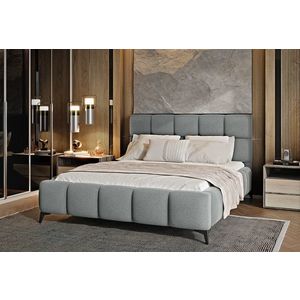 Pat tapitat cu somiera si lada depozitare, 160x200 cm, ELTAP, BE-MIS-04VER, Mist, lemn/poliester, gri imagine
