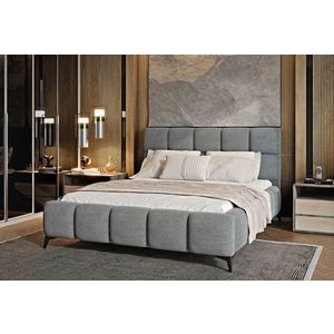 Pat tapitat cu somiera si lada depozitare, 160x200 cm, ELTAP, BE-MIS-05GO, Mist, lemn/poliester, gri imagine